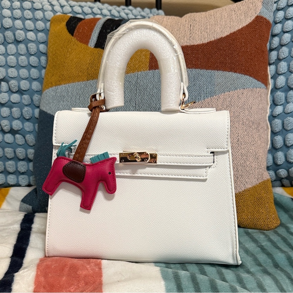 Designer Inspired White Handbag